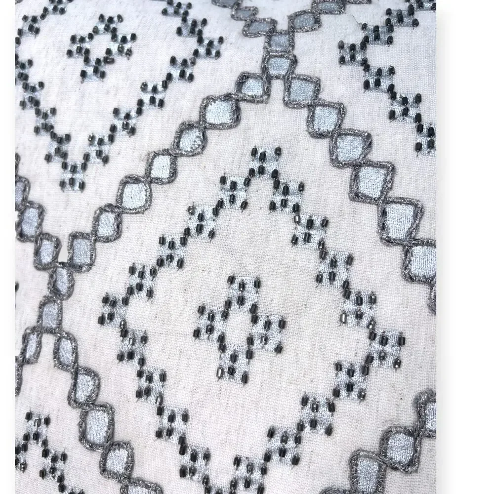 New West Elm Embroidered Embellished Beaded Down Feather Filled 18' X 18
